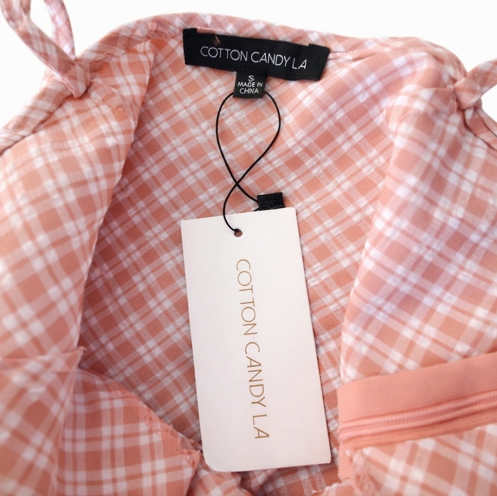 Cotton Candy Pink Checkered Mini Dress - Picture 4 of 4